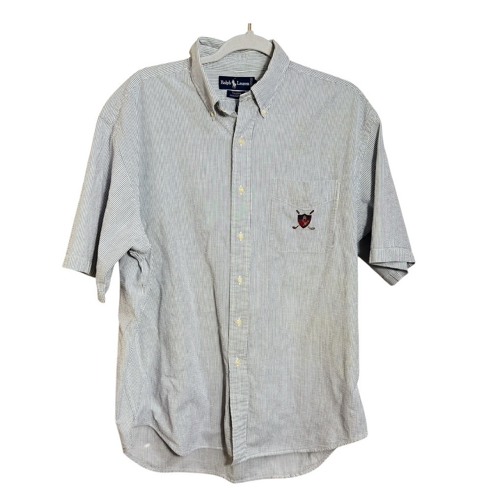 Polo Ralph Lauren Tilden crest logo  stripe cotton button down size large